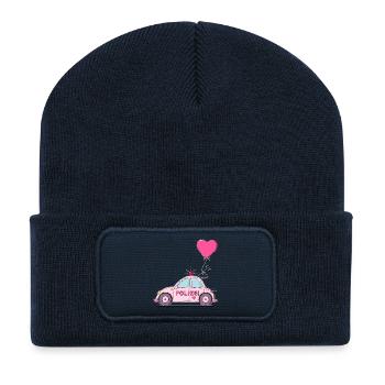 Polizeiauto Herz Rosa - Recycelte Patch Beanie - French Navy - Vorne