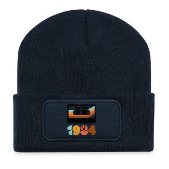 Mehrfarbiges Retro-Kassettendesign der 1980er Jahre - Recycelte Patch Beanie - French Navy - Vorne