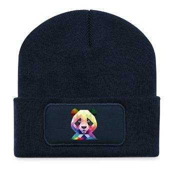 Colorful Rainbow Panda – Colorful Geometry - Recycled Patch Beanie - french navy - Front