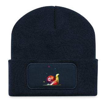 colorful snail in geometric design - Recycled Patch Beanie - french navy - Front