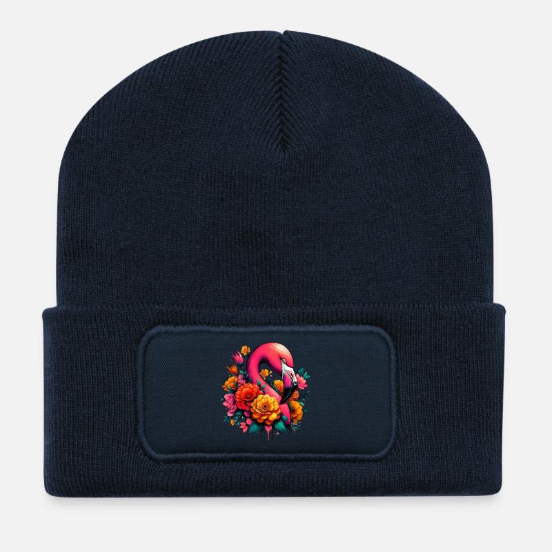 Flamingo - Recycelte Patch Beanie - French Navy