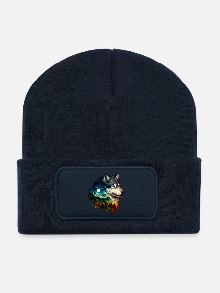 Loup - Beanie recyclé à patch - bleu marine