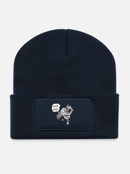 Drolliger Elefant Tiermotiv Wildtier Elefanten - Recycelte Patch Beanie - French Navy
