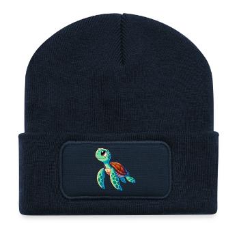 Schildkröte - Recycelte Patch Beanie - French Navy - Vorne