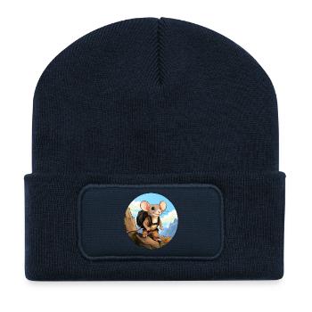 Maus Wandern / Bergsteiger Mäuse - Recycelte Patch Beanie - French Navy - Vorne