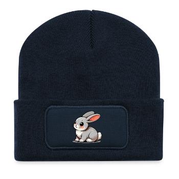 Lapin - Beanie recyclé à patch - bleu marine - Devant
