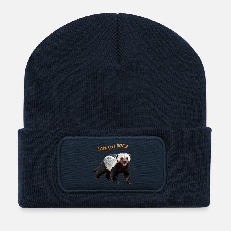 Honey Badger - Honigdachs - Recycelte Patch Beanie - French Navy