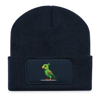 Pixel Parrot – Retro 8-Bit Style - Recycled Patch Beanie - french navy - Front