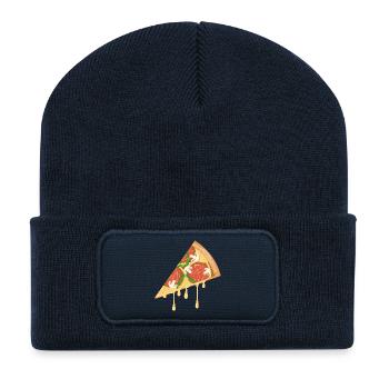 Pizzastück im klassischen Look gezeichnet - Recycelte Patch Beanie - French Navy - Vorne