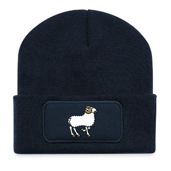 Weißer Widder – hartes Symbol aus Natur und Heraldik - Recycelte Patch Beanie - French Navy - Vorne