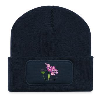 Blumen mit Ameisen Insekten - Recycelte Patch Beanie - French Navy - Vorne