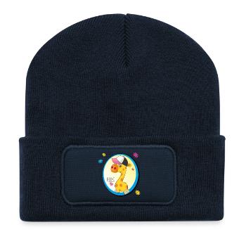 Giraffe sagt Hello - Recycelte Patch Beanie - French Navy - Vorne