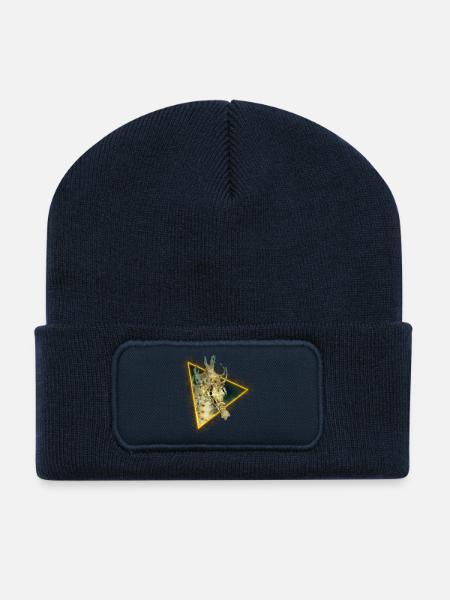 Hippocampe dans un triangle - Beanie recyclé à patch - bleu marine