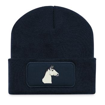 Weisses Pferd - Recycelte Patch Beanie - French Navy - Vorne