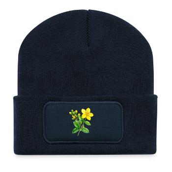 St. John's wort – botanical watercolor - Recycled Patch Beanie - french navy - Front