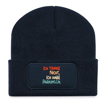 Ich trinke nicht, ich habe Parkinson. - Recycelte Patch Beanie - French Navy - Vorne