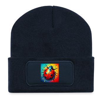 Marienkäfer - Recycelte Patch Beanie - French Navy - Vorne