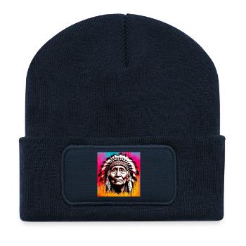 Amérindien Américain - Beanie recyclé à patch - bleu marine - Devant