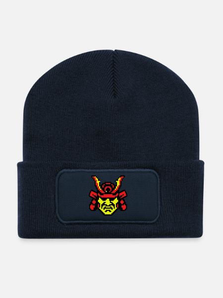 Pixel Samurai 8bit - Recycelte Patch Beanie - French Navy