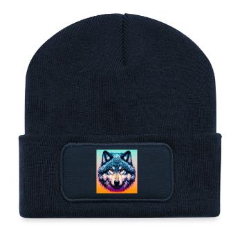 Wolf - Recycelte Patch Beanie - French Navy - Vorne