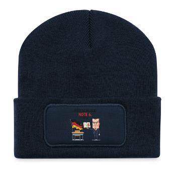 Deutschland Note 6 Motiv mit Lehrer  - Recycelte Patch Beanie - French Navy - Vorne