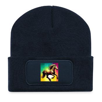 cheval - Beanie recyclé à patch - bleu marine - Devant