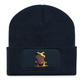 Design ohne Titel - Recycelte Patch Beanie - French Navy - Vorne