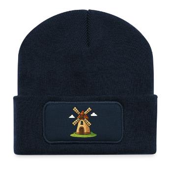Märchenhafte Windmühle - Recycelte Patch Beanie - French Navy - Vorne