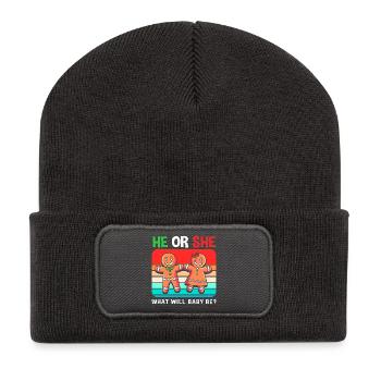 Futur papa, futurs pères, Noël - Beanie recyclé à patch - charbon - Devant