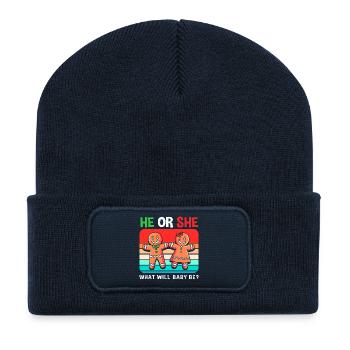 Futur papa, futurs pères, Noël - Beanie recyclé à patch - bleu marine - Devant