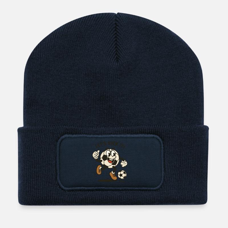 Fröhlicher Fußball-Charakter - Recycelte Patch Beanie - French Navy