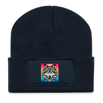 Wolf - Recycled Patch Beanie - french navy - Front
