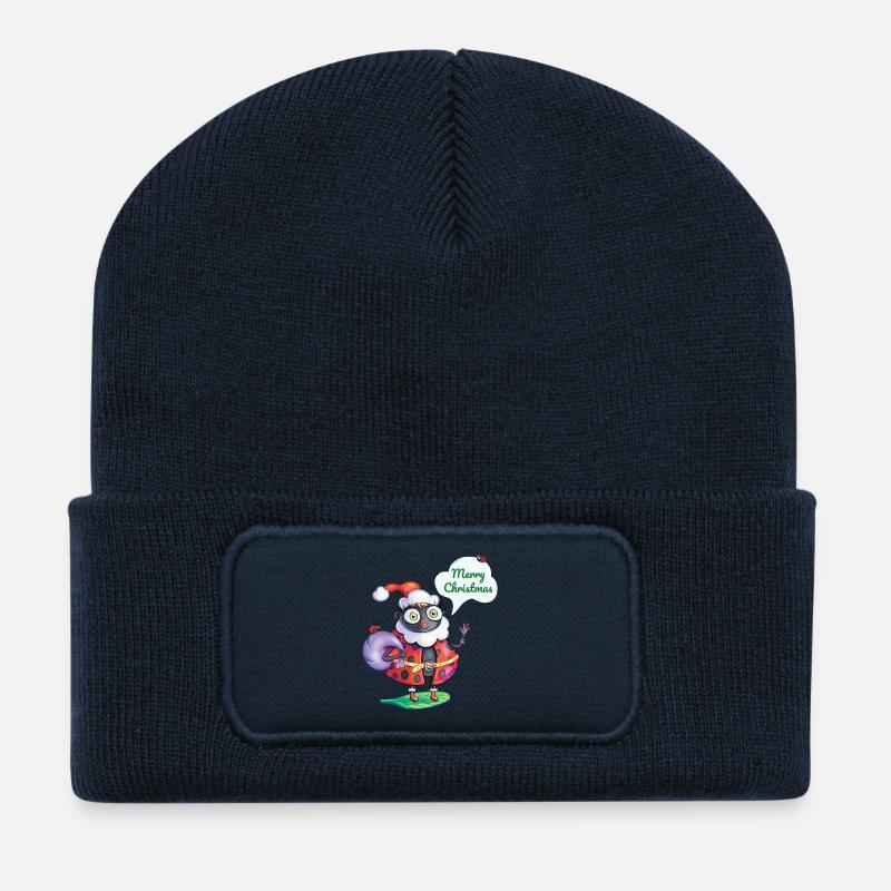 Santa Ladybug Christmas  - Recycled Patch Beanie - french navy
