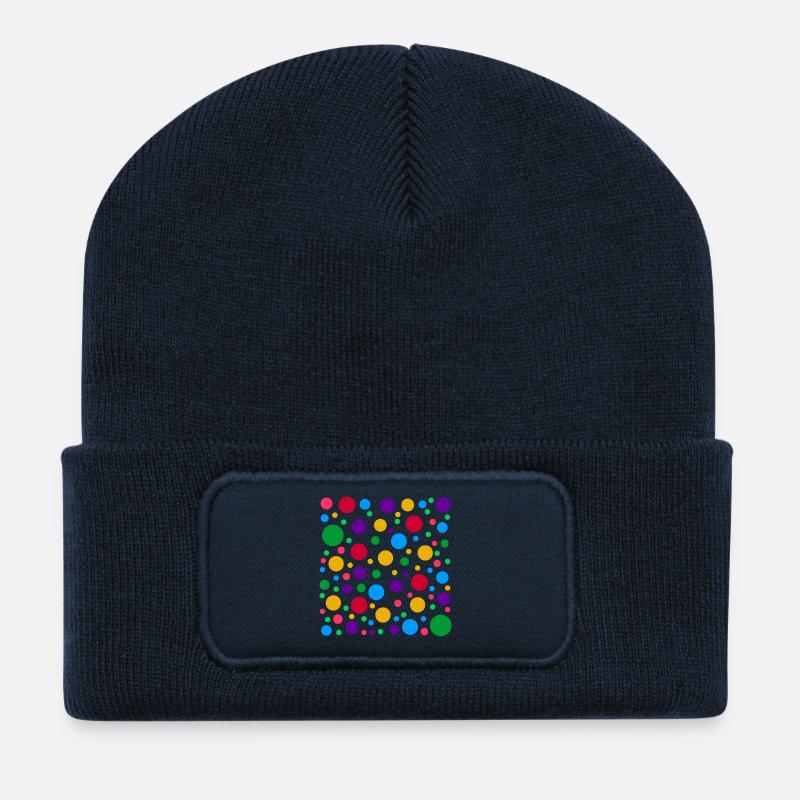 Buntes Polka Dot Muster – hell fleckig gepunktet - Recycelte Patch Beanie - French Navy