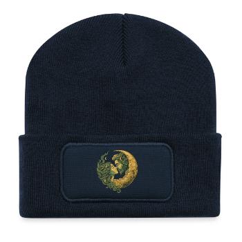 Küssendes Liebespaar im Mondlicht - Recycelte Patch Beanie - French Navy - Vorne
