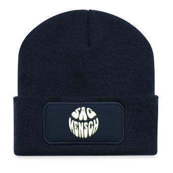 Global Retro Typo Vert Néon - Say Man - Beanie recyclé à patch - bleu marine - Devant