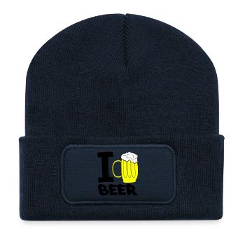 Yellow Beer Mug Sketch - Recycled Patch Beanie - french navy - Front