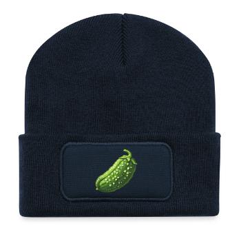 Pixel Cucumber Retro Green - Recycled Patch Beanie - french navy - Front