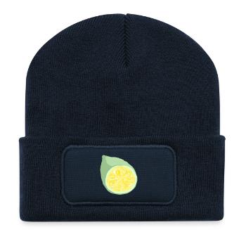 Tranche d’agrumes abstrait - Beanie recyclé à patch - bleu marine - Devant