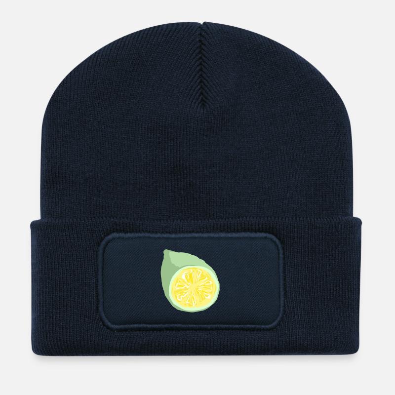 Tranche d’agrumes abstrait - Beanie recyclé à patch - bleu marine