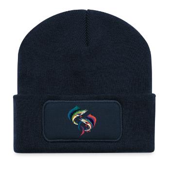 Double Marlin coloré - Beanie recyclé à patch - bleu marine - Devant