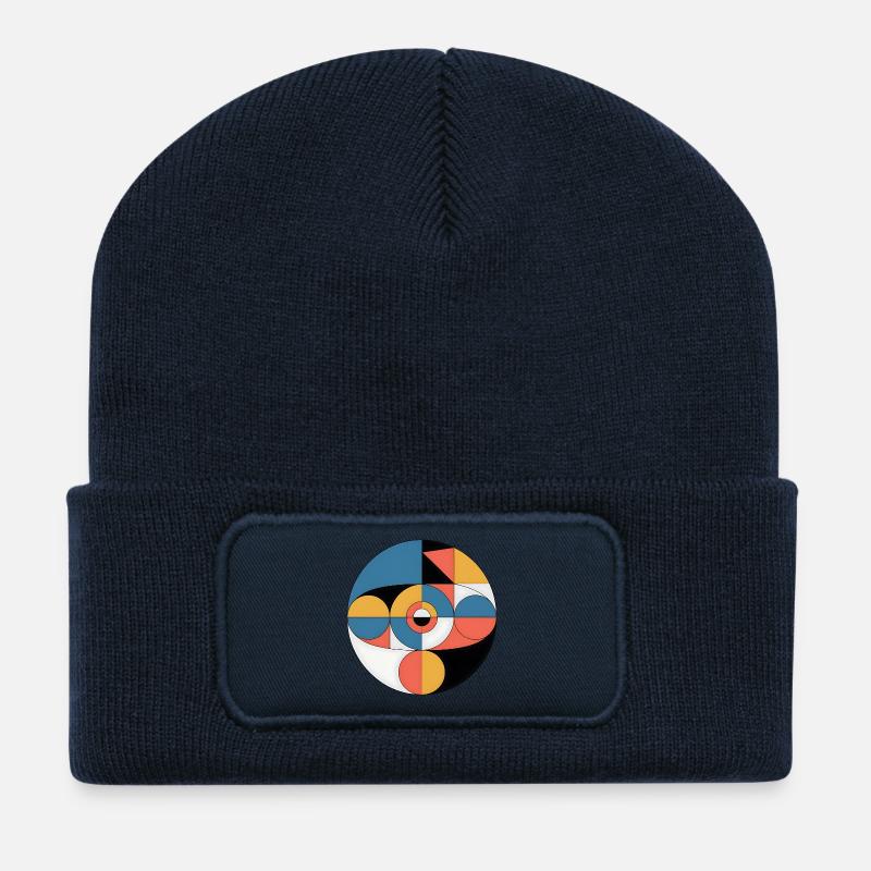 Abstrakt Geometrisch - Recycelte Patch Beanie - French Navy