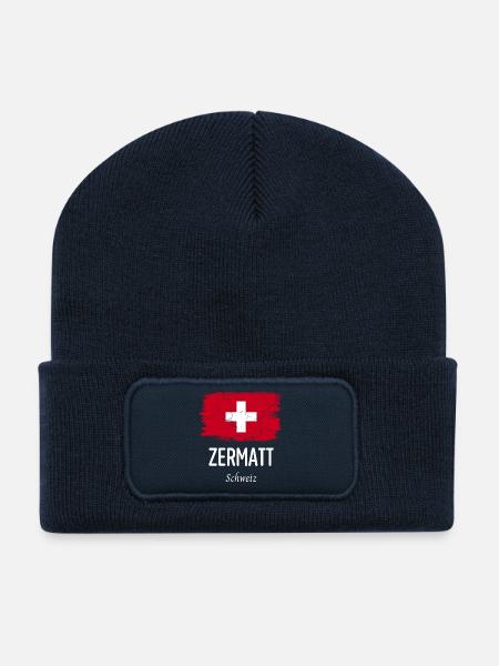 Zermatt - Beanie recyclé à patch - bleu marine