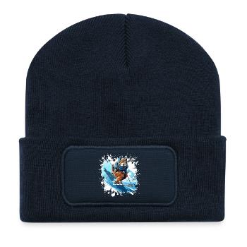 Owl Ski Skiing - Recycled Patch Beanie - french navy - Front
