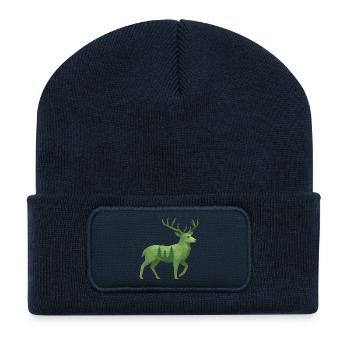 Geometric Deer - Recycled Patch Beanie - french navy - Front