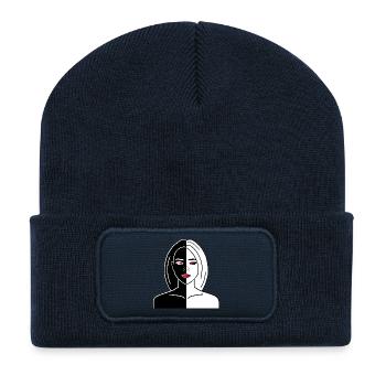 Portrait of a yin and yang woman - Recycled Patch Beanie - french navy - Front