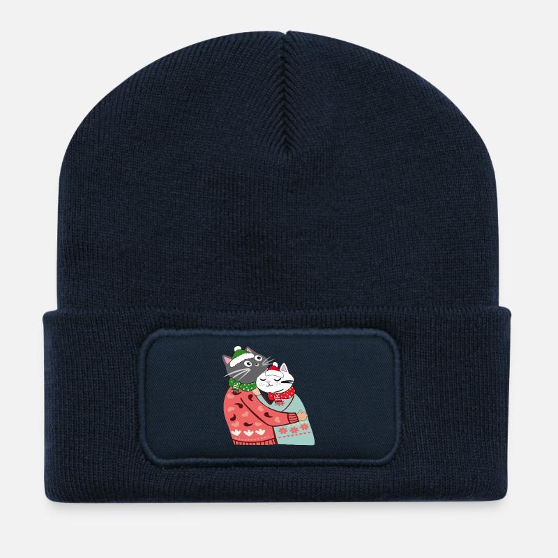  Katzen im Winterzauber - Recycelte Patch Beanie - French Navy