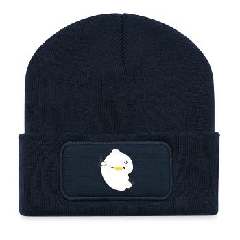Canard moelleux endormi - Beanie recyclé à patch - bleu marine - Devant