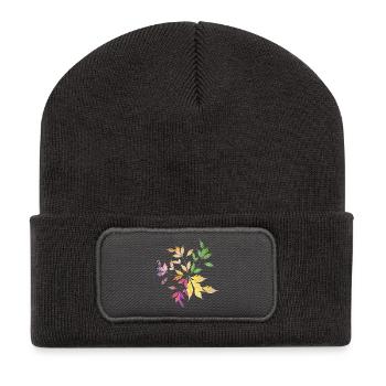 Delicately Shimmering Leaf Arrangement – Nature Art - Recycled Patch Beanie - dark grey - Front