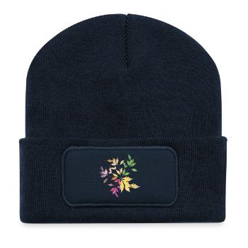 Zart schimmerndes Blätter-Arrangement – Naturkunst - Recycelte Patch Beanie - French Navy - Vorne